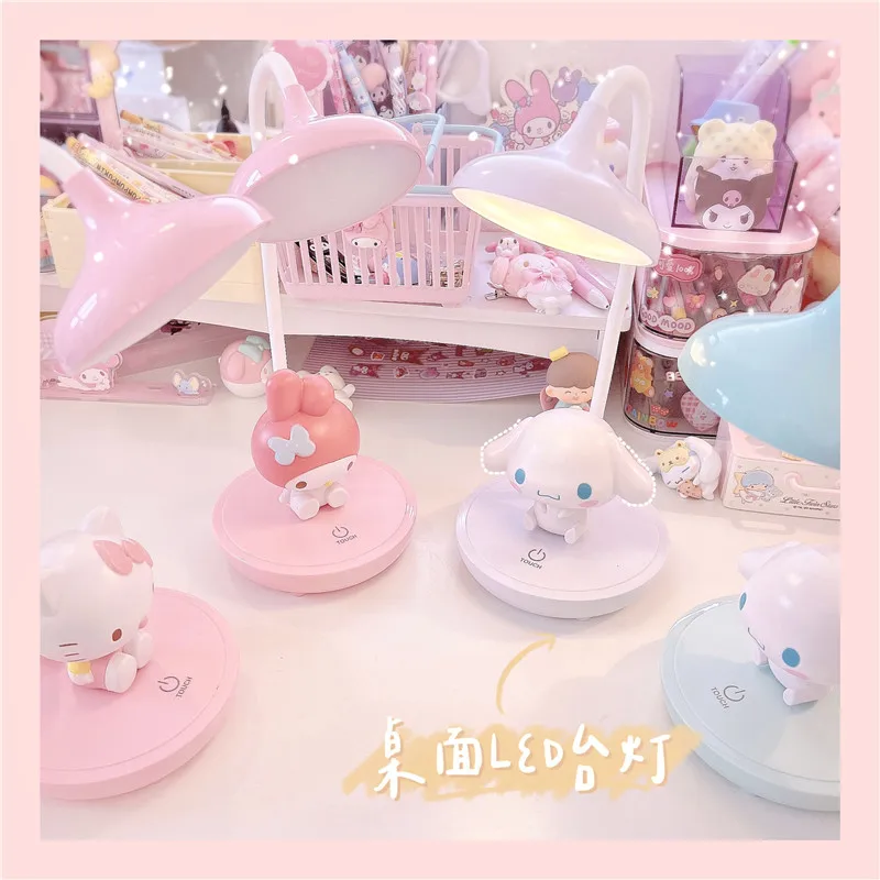 Sanrioed Kawaii My Melody Cinnamoroll Kuromi Настольный светодиодный обучающий ночсветильник для