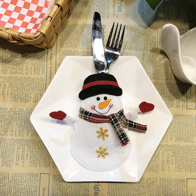 1 шт. Санта Клаус Снеговик Лось стиль Посуда Ножи держатель для вилок сумка для посуды мешочек Рождество год Декор посуда поставки - Цвет: B