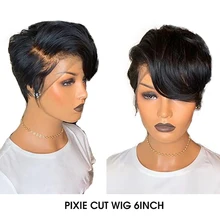 Maxine Pixie Cut Wig 13x4 Короткие парики из натуральных волос на шнурках для черных женщин 150 плотность