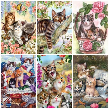 

MomoArt Diamond Painting Cat Handcrafts Full Square Diamond Embroidery Sale Animal Rhinestone Mosaic Home Decoration