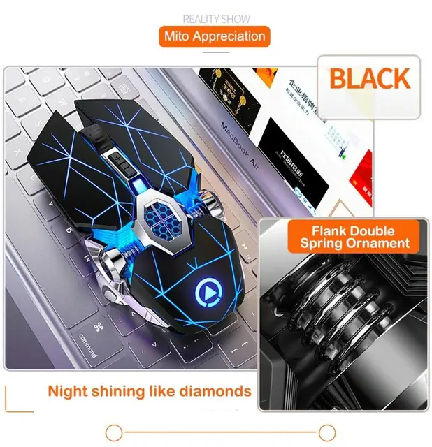 LED Backlit Rechargeable Silent Mice For PC Laptop 3