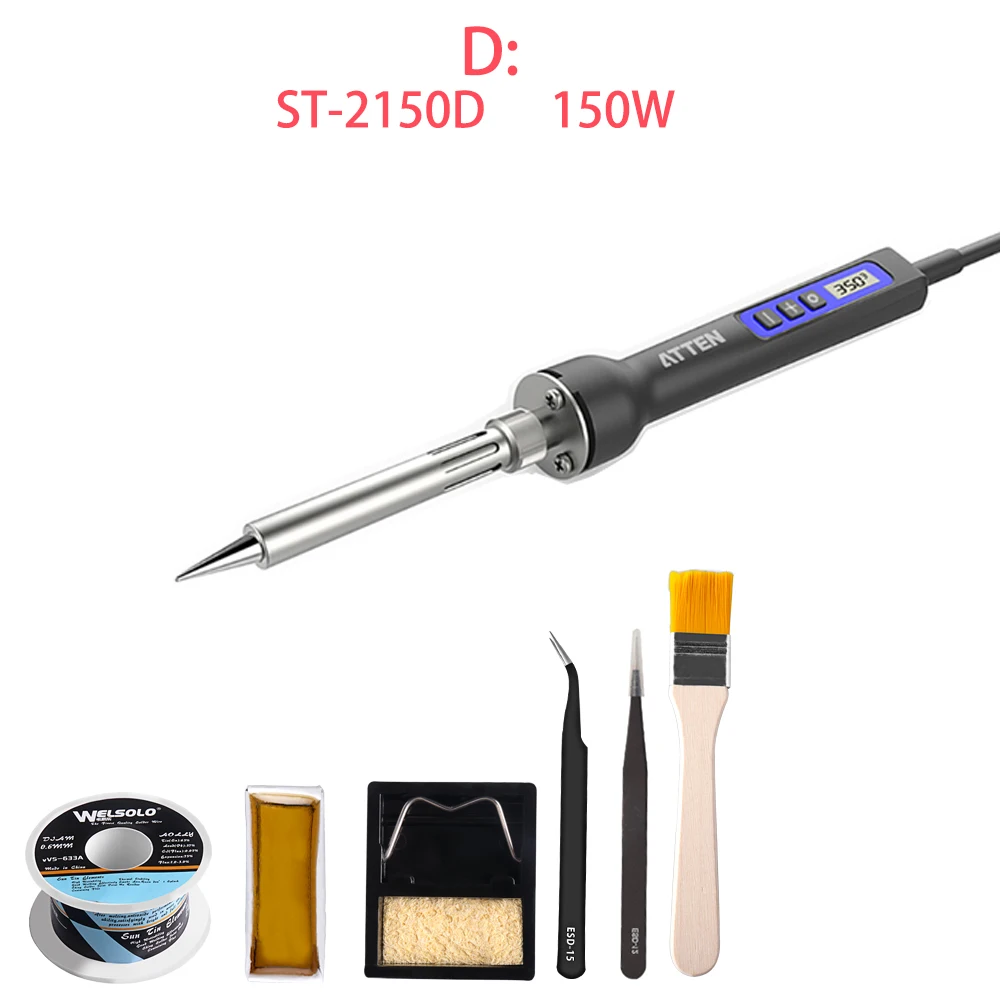 ST-2150D D ATTEN 65/80 Вт/150 Вт электрическая паяльная станция, 110V 220V с цифровым ЖК-дисплей Дисплей Температура Регулируемый наконечник паяльника - Цвет: ST-2150D D