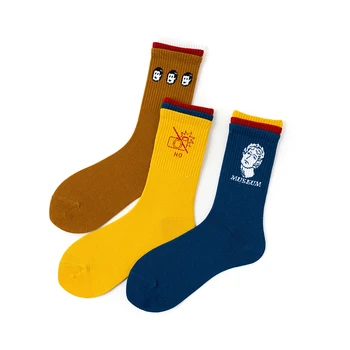 

3 Pairs Women Socks Cotton Cool Female Socks Solid Color Matching Corful Art Lover Socks 36-43EUR