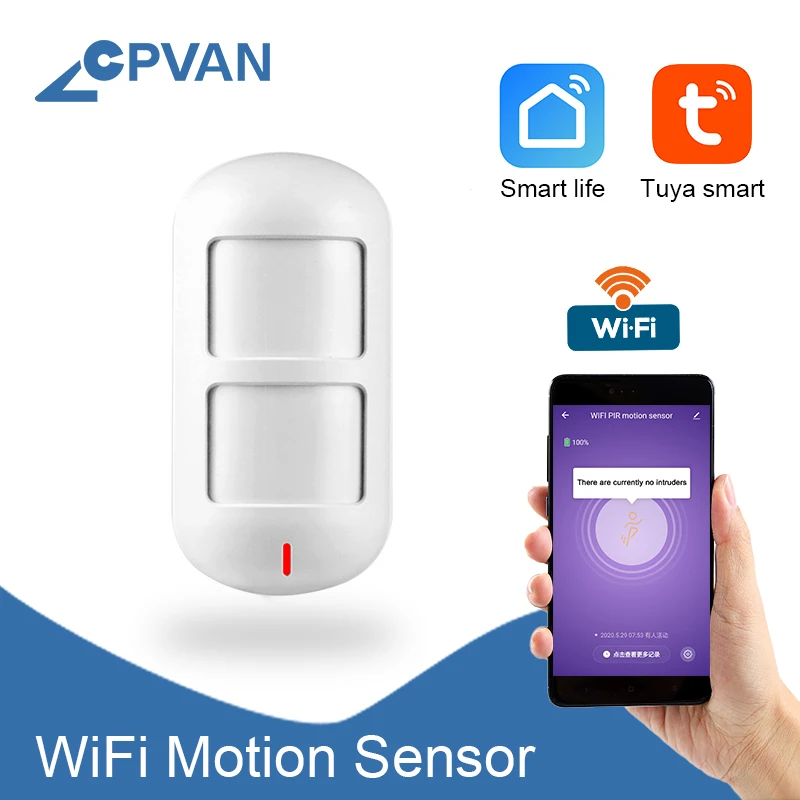 Беспроводной датчик движения CPVAN Tuya Wi Fi детектор PIR система сигнализации для