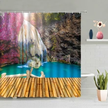 Aliexpress - Natural Scenery Shower Curtain Waterfall Forest Ocean Bathtub Decoration Screen Bathing Curtains Washable With Hook Home Decor