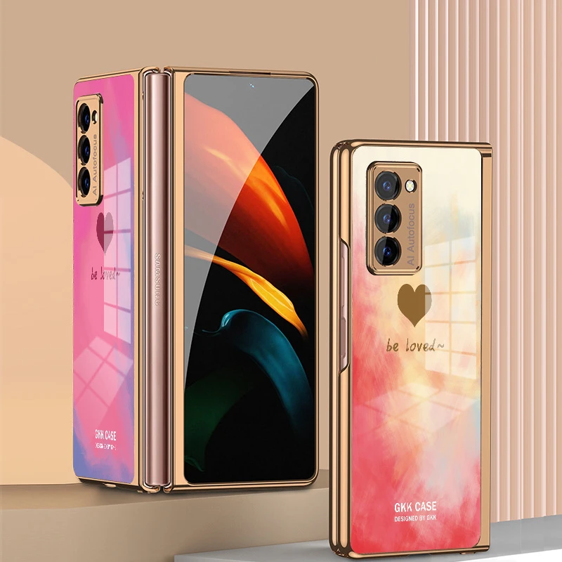 

Mate X2 Funda Case for Huawei Mate X2 Plating Gradient Colorful Rainbow Coque Tempered Glass Phone Case Cover Mate X2 Capa
