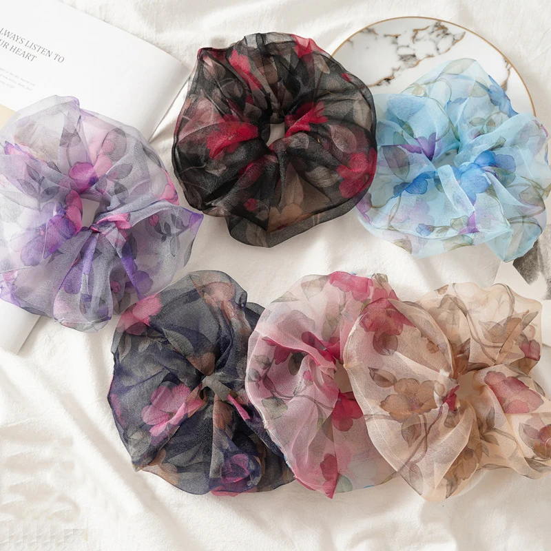 

Women Hair Accessories Female Hair Tie Scrunchies Elastic Hair Bands Ponytail Holder Hair Rope Floral Headwear Rubber Band