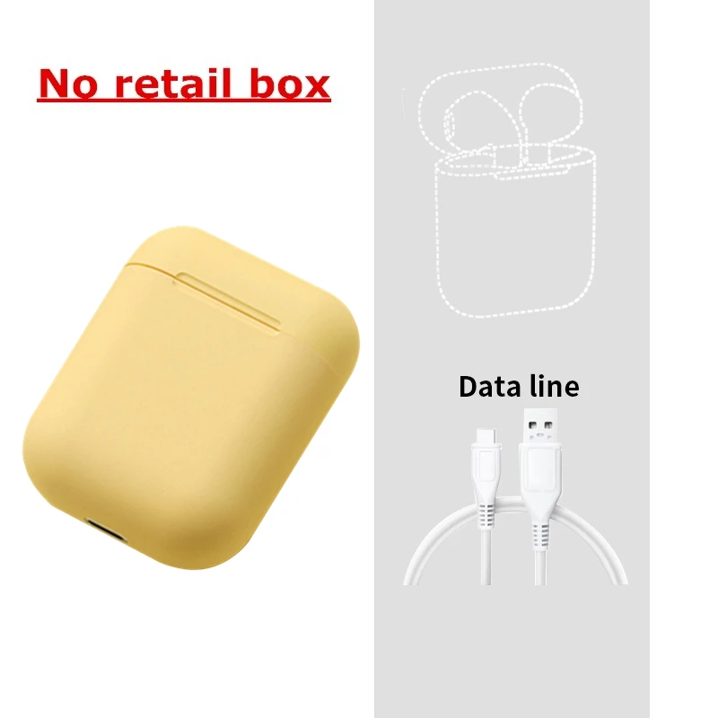 i12 tws Wireless Headphones Bluetooth Earphones 3D Stereo Sound Headset sports colorful earbuds For Iphone Xiaomi Samsung Huawei - Color: No Retail Yellow