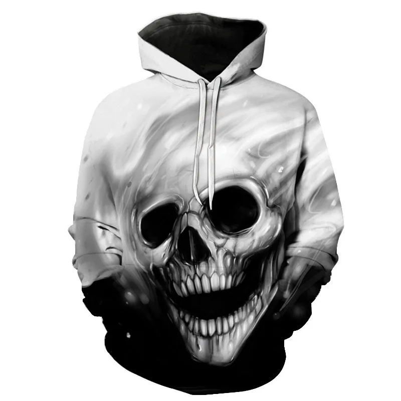 

Spring and autumn men's cool 3D printing Hoodie 2020 men's and women's skull series high quality leisure sports long sleeve thin