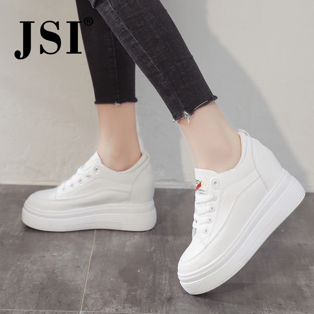 

JSI spring and autumn women's casual shoes round head lace-up women's shoes increase solid color breathable casual shoes JY27
