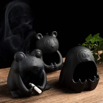 

Nordic Black Ceramic Animal Ashtray Anti-flying Ash Car Ashtray Decoration Simple Household Multi-function Debris Storage Tank
