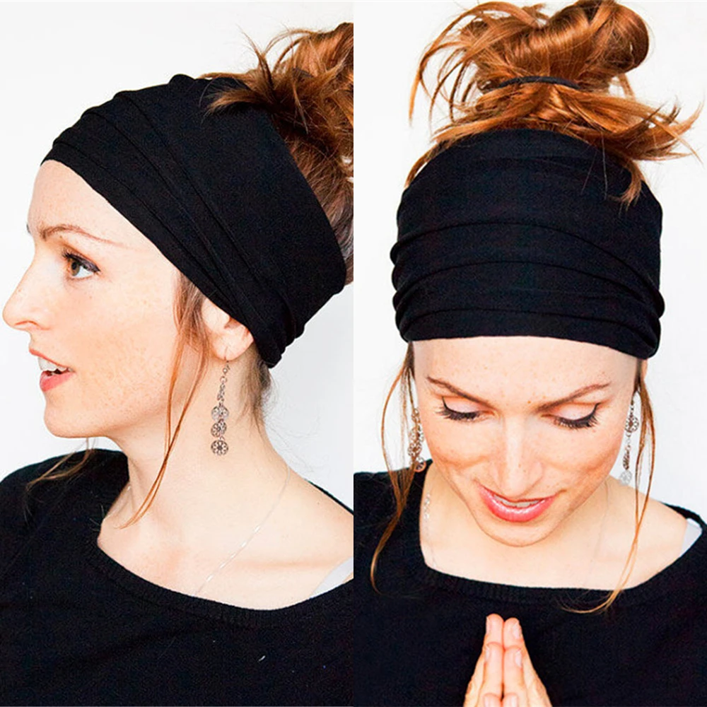 Diadema elástica para mujer, accesorios deportivos para la cabeza, cinta para el pelo de tubo suave, cinta para el pelo de Color sólido para Yoga