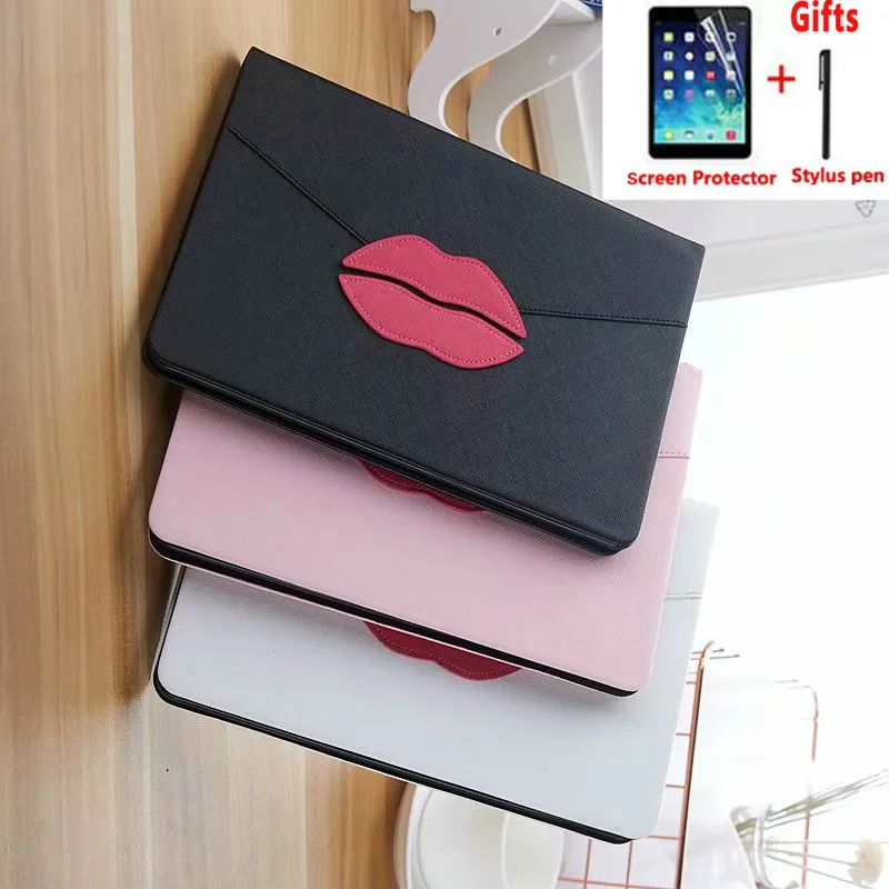 Для iPad Pro 9,7 противоударный чехол с красной губой и подставкой для iPad 9,7 Air 1 2 Чехол из искусственной кожи Мягкий чехол из ТПУ+ пленка