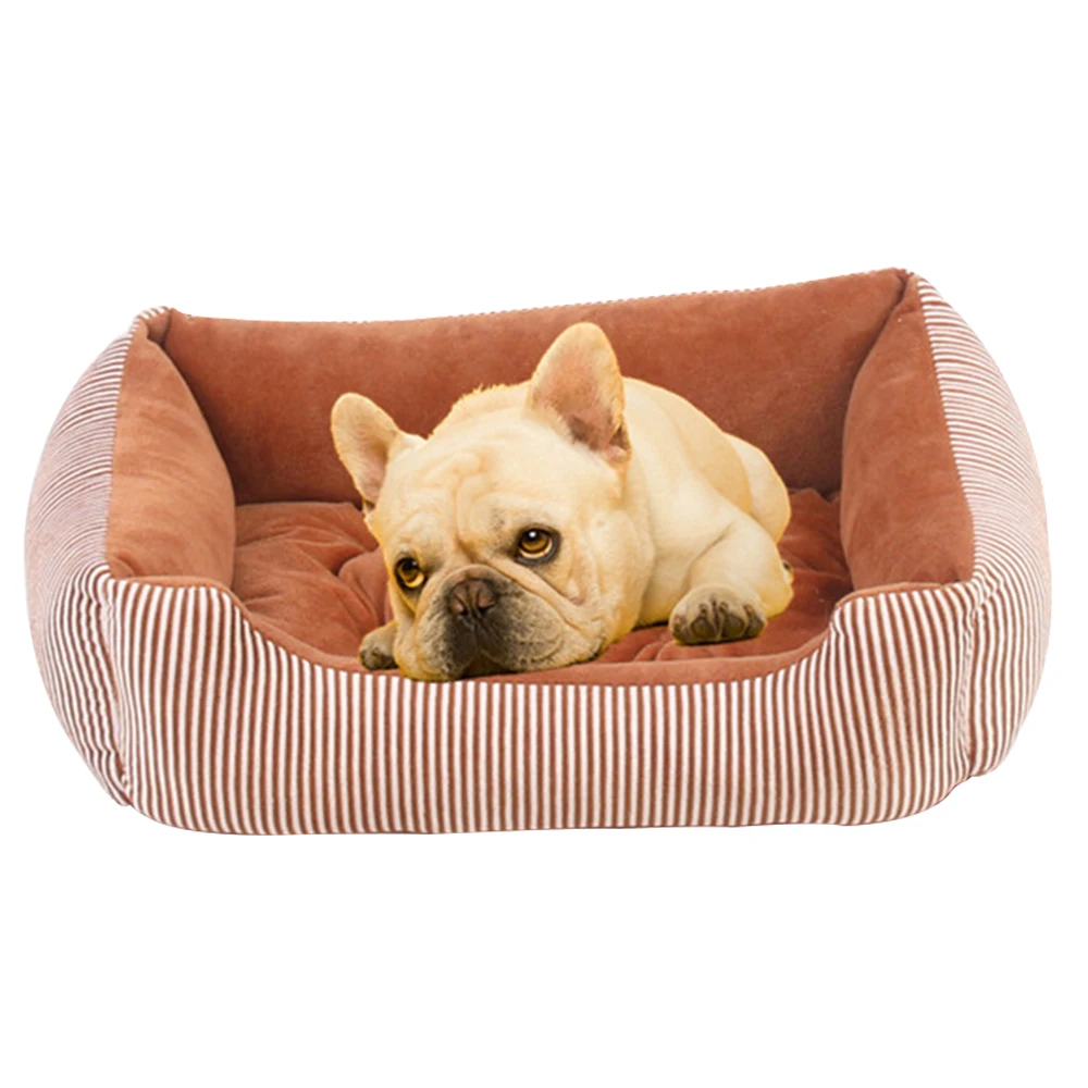 Warm Winter Pet House Dog Bed Mat House Pad Nest Dog Stripe Bed With Kennel For Small Medium Large Dogs Plush Cozy Nest A