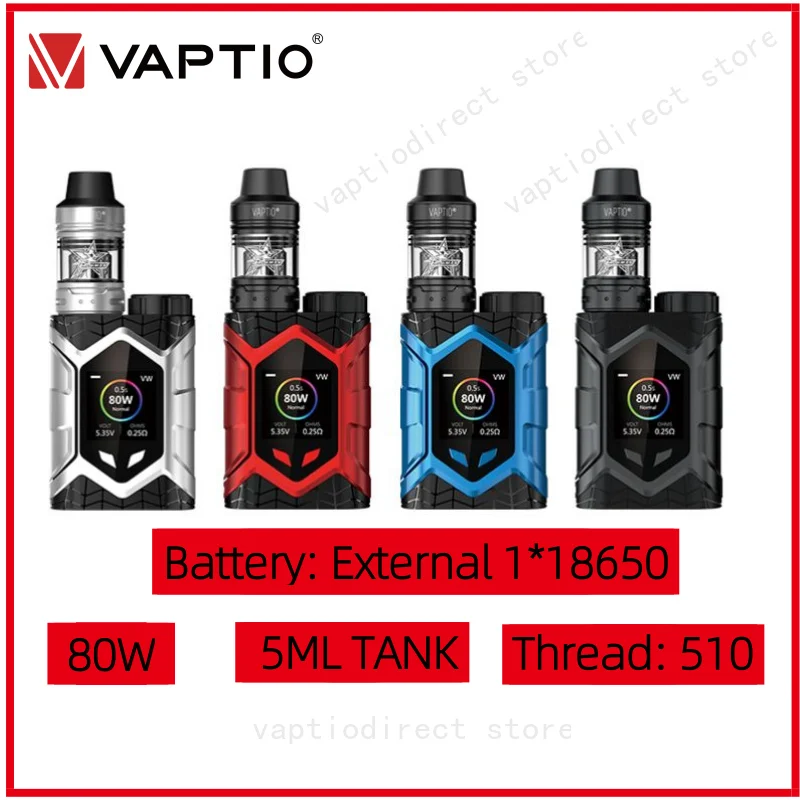  1【Follow get more discount】Vaptio Wall Crawler Vape 80W KIT box mod 5.0ML E-Cigarette TCR 1.3inch T