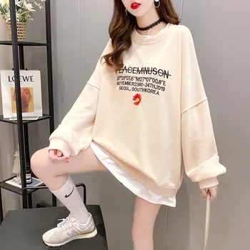 

L Cotton Autumn 2020 New Style Mock Two-Piece Loose and Plus-sized Little
