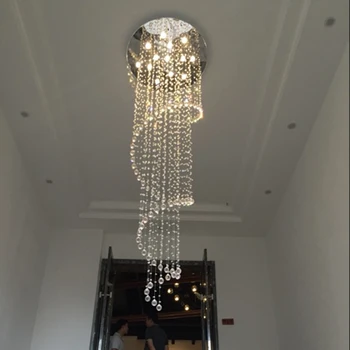 

Luxury Spiral Design Modern Crystal Chandelier Champagne Lustre Cristal Led Lamp Dia80*H250cm Staircase Lighting