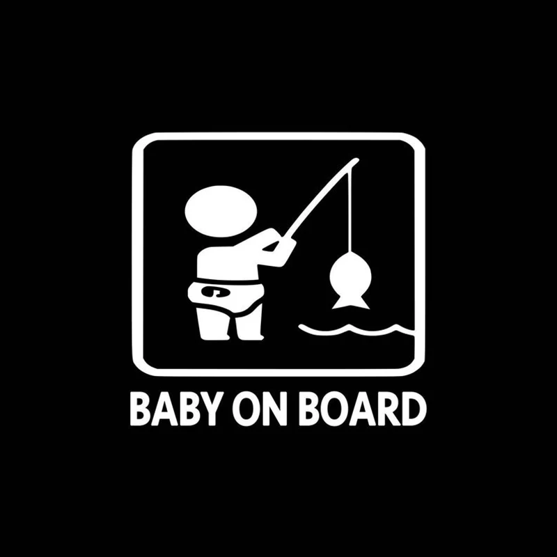 Black/Sliver Baby On Board Decal Fishing Car Window Decor Cute Sticker Waterproof Removable S1171 | Автомобили и мотоциклы
