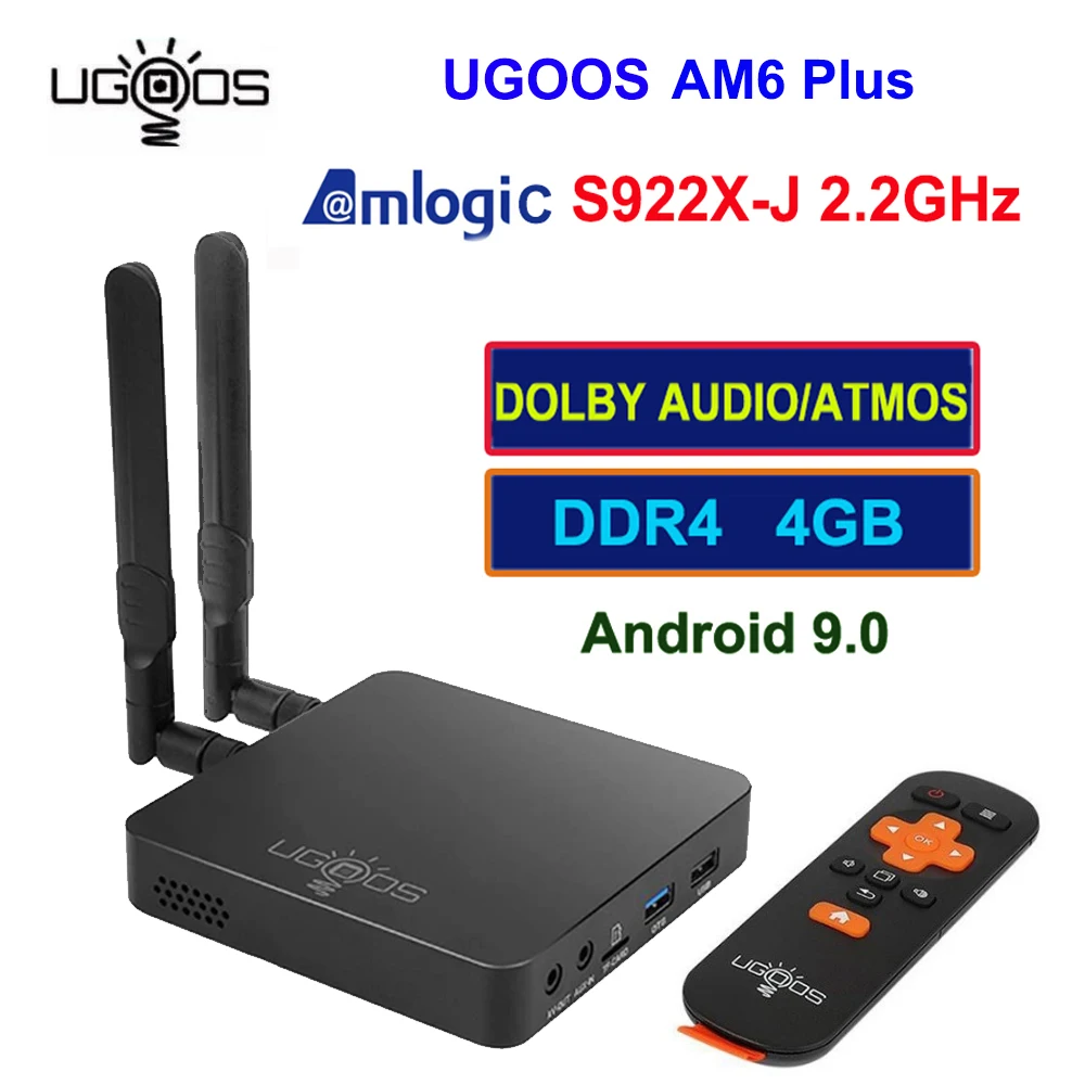 UGOOS AM6 Plus Amlogic S922X-J Set  Android 9.0 Tv Box 4GB DDR4 32GB 2.4G 5G Wifi 1000M BT5.0 4K Media Player For Dolby Atmos