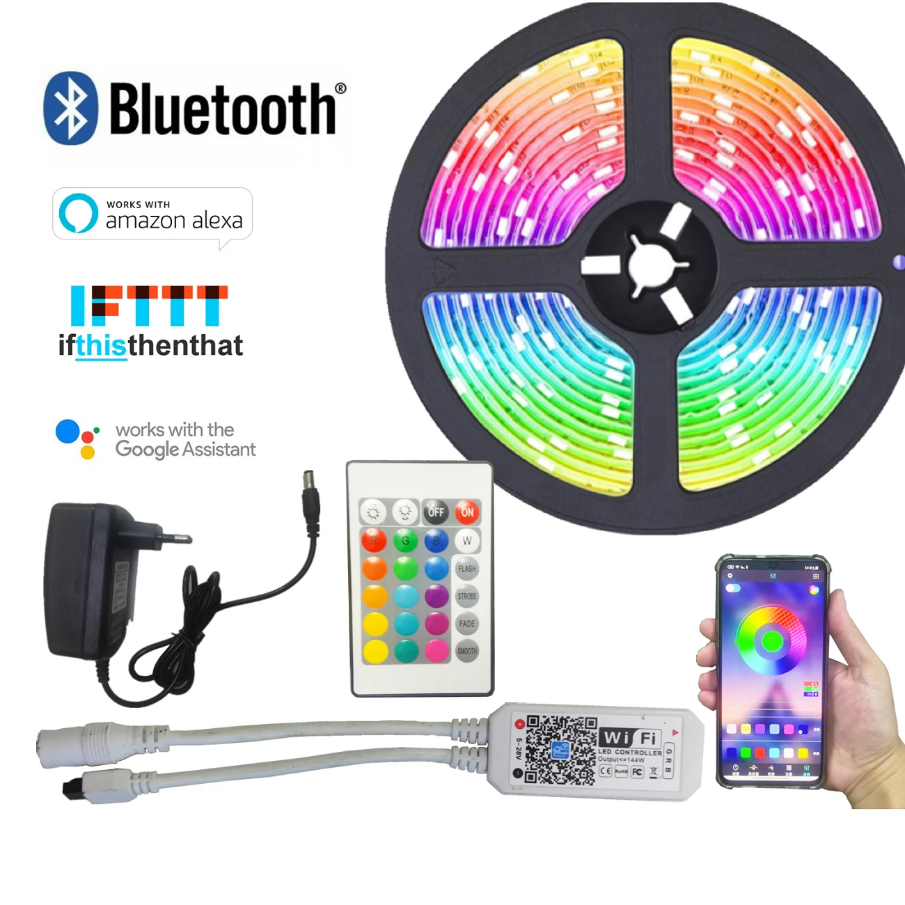 Светильник ные ленты с Bluetooth и Wi-Fi контроллером гибкая декоративная