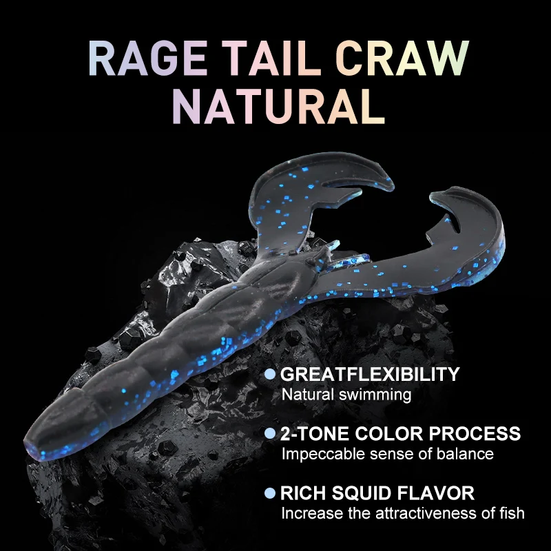Фото ESFISHING, новинка, Craw Rage Tail, 10 см, 8 г, мягкая силиконовая приманка, окунь, щука, воблеры, искусственная рыболовная приманка, снасти №4