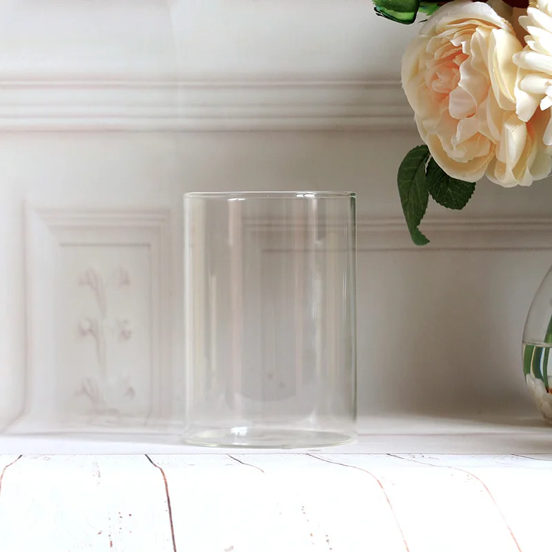 Glass Candlestick European Romantic Candlelight Dinner Glass Candlelight Cup Hotel Model Windproof Candlestick Candle