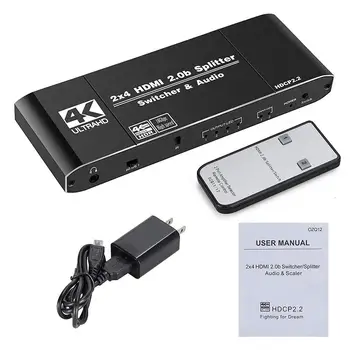

4x2 HDMI for Switch Splitter Multifunctional 4K@60Hz 2.0 Intelligent 4 in 2 out Switcher with Remote Controller