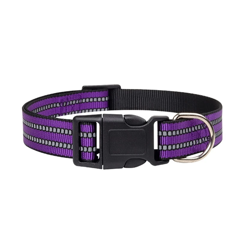 5 Colors Fashion Reflective Strip Collars 65*2.5cm Adjustable Nylon Buckles Alloy Pet Collar Medium /Large Dogs Durable Supplies 