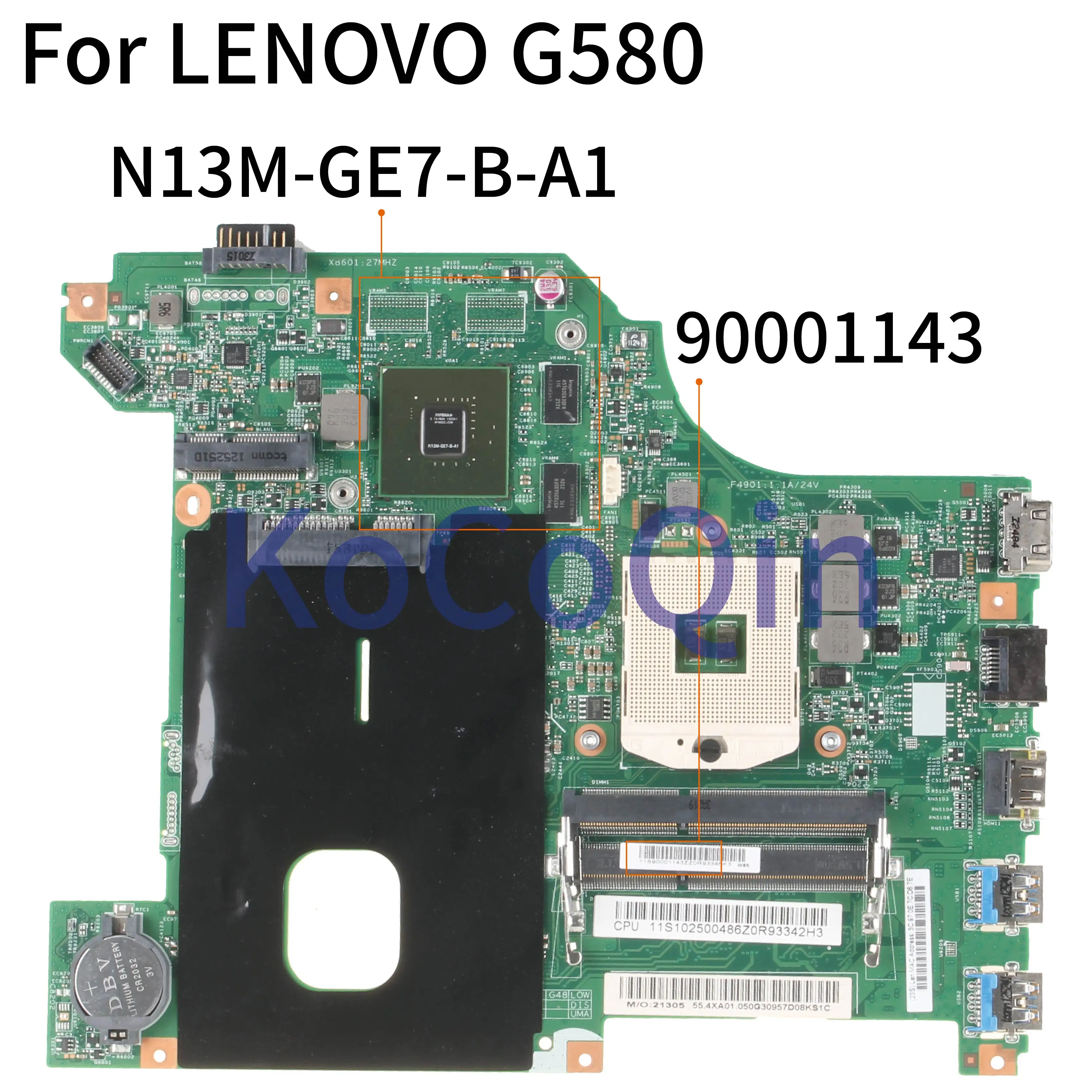 KoCoQin материнская плата для ноутбука LENOVO G580 610 м 1 ГБ HM76 LG4858 48.4WQ01.011 90001143 SLJ8E N13M-GE7-B-A1 |