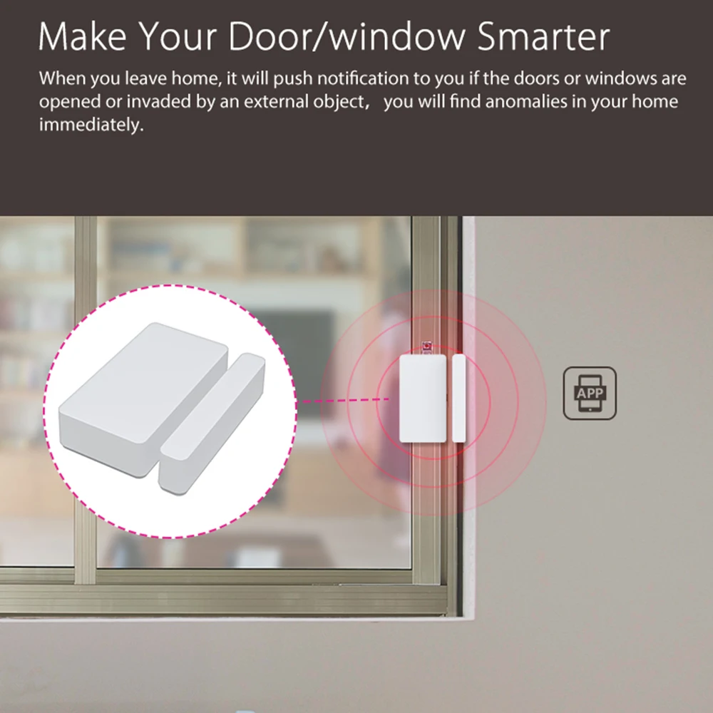 Tuya Smart WIFI Door Sensor Door Window Open/Closed Detectors WiFi App Notification Alert Alarm Support Alexa Google Home ring alarm pad