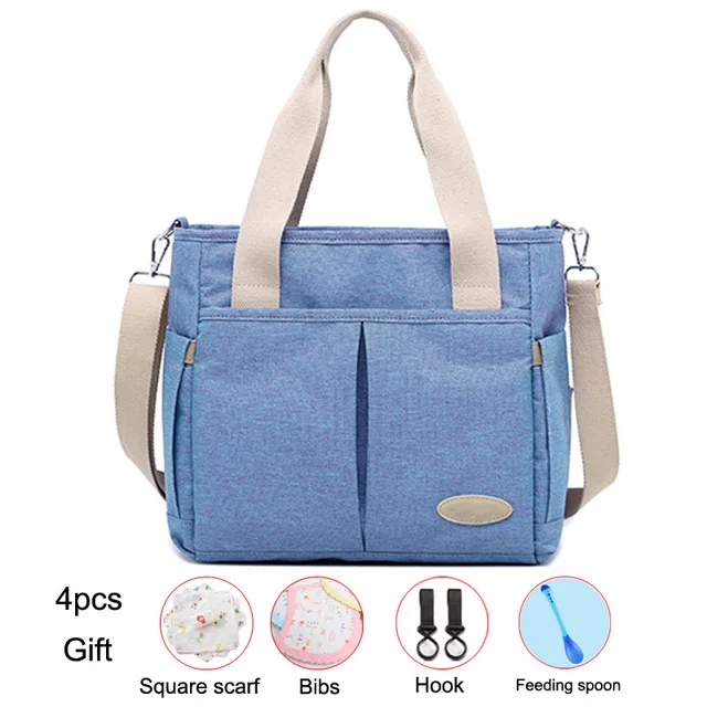 Сумка для детских подгузников, уличная сумка для мамы, сумка для коляски, большая емкость, изоляционная сумка для кормления, сумка для подгузников из полиэстера, Органайзер - Цвет: sky blue