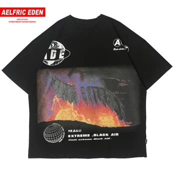 

Aelfric Eden 2020 T Shirt Men Flame Mountain Printed Hip Hop Casual Half Sleeve Fashion Harajuku Cotton Short Sleeve Streetwear