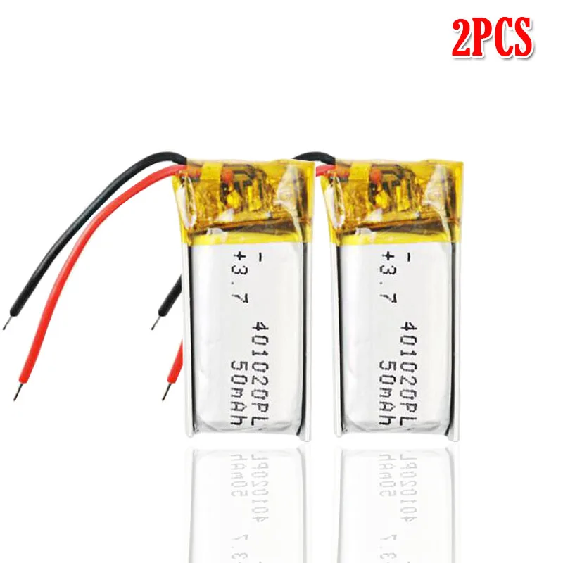 2pcs 50mah 3,7 v 401020 литий-полимерный аккумулятор для игрушечных автомобилей Bluetooth динамик Bluetooth гарнитура цифровые продукты - Цвет: 2pcs
