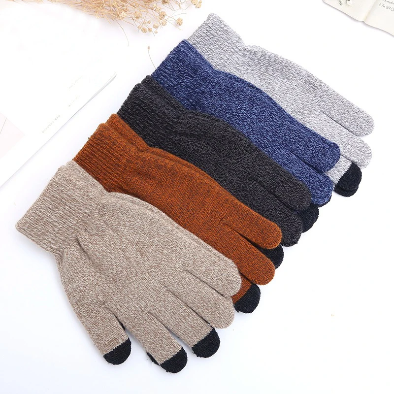 

Sparsil Unisex Winter Knitting Touch Screen Gloves Solid Fashion Thick Keep Warm Mitten Spring Autumn Non-slip Woman Man Glove