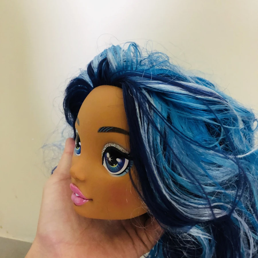 Новинка 10 см Модная кукла голова с голубыми волосами большие глаза девочка DIY аксессуары для больших Больших Глаз mgaDoll monsterDoll девушки