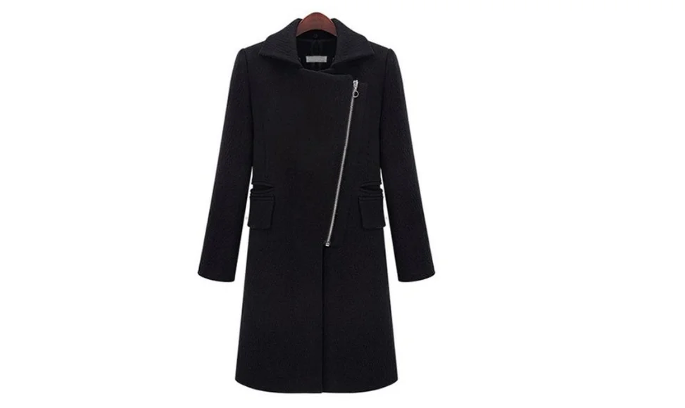Новая мода съемный шерстяной воротник плюшевое пальто длинное тонкое шерстяное пальто