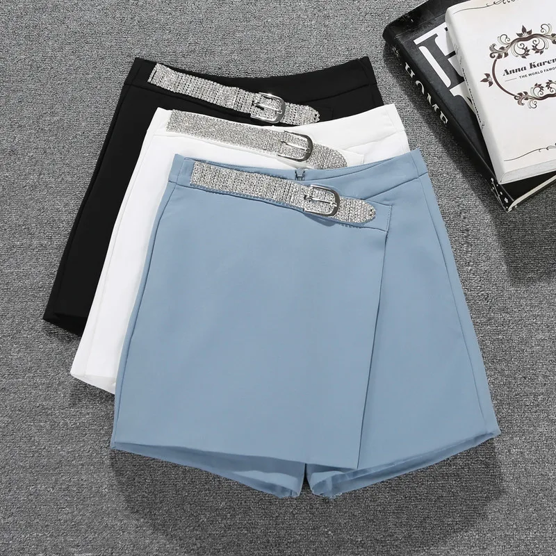 

Woman Shorts 2020 Summer New High Waist Slimming Diamond Belt Waist All-match Short Girls Lady's Shorts Skirts Ropa De Mujer