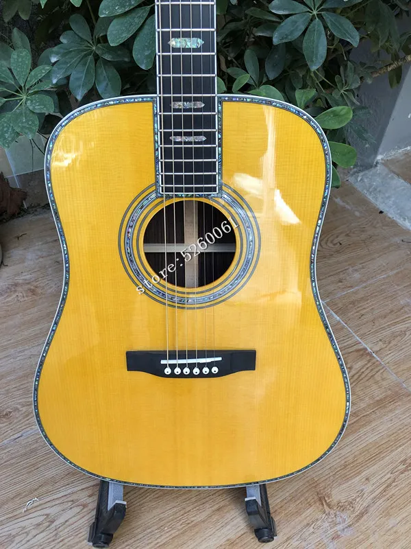 OEM custom handmade guitar solid spruce top ebony fingerboard + real abalone shell inlay customizable LOGO+guitarras | Спорт и