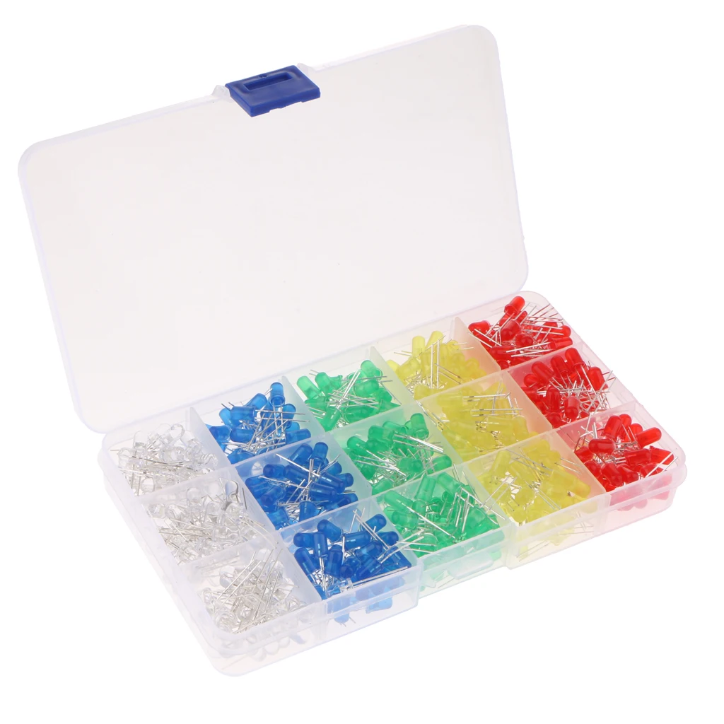 500PCS 5mm LED Assorted Kit Super Bright Light Emitting Diodes 5 Colors+Box