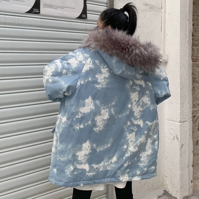 Heydress новое зимнее пальто Харадзюку, женские свободные парки с капюшоном и карманами, теплые камуфляжные куртки на молнии в Корейском стиле ins mujer