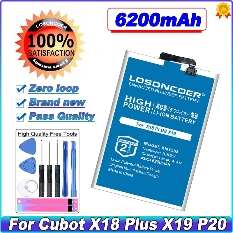 Аккумулятор LOSONCOER 6200 мАч X18 Plus для Cubot аккумулятор X19 P20 телефона | Мобильные