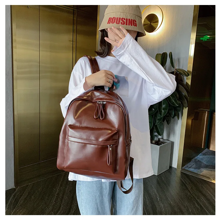 Soft Rucksack PU Leather Backpack for School Girls 2019 Women Backpack Preppy Style Back Bag Big Capacity Pink College Backpacks (18)