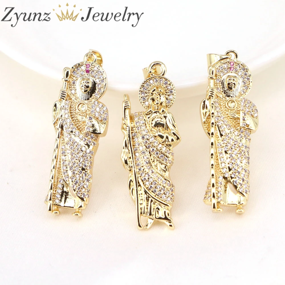 

10 шт., золотые подвески с фианитами для украшений