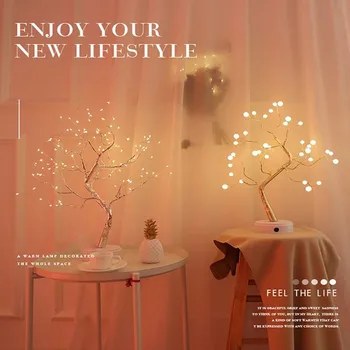 

Fairy Light Tree Spirit Tree Sparkly LED Night Light Mini Christmas Tree Copper Wire Garland Lamp Fairy Lights Table Lamp