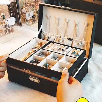 

Explosive Large Double-layer Jewelry Storage Box Jewelry Box Ring Earring Storage Box Necklace Watch Finishing Box