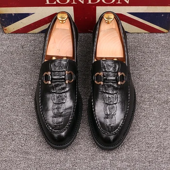 

2019 New Autumn Fashion Business Men Casual Shoes Leather High Quality Soft Men's brogue Flats Retro Carved British Style Shoes