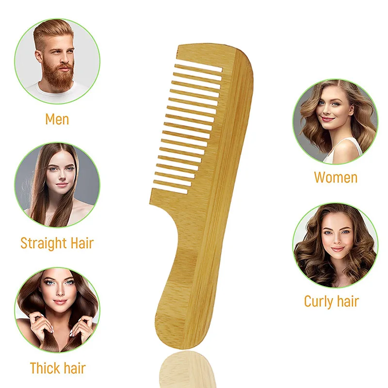

Wholesale Custom Logo Natural Bamboo Wood Hair Comb For Men And Women Hair