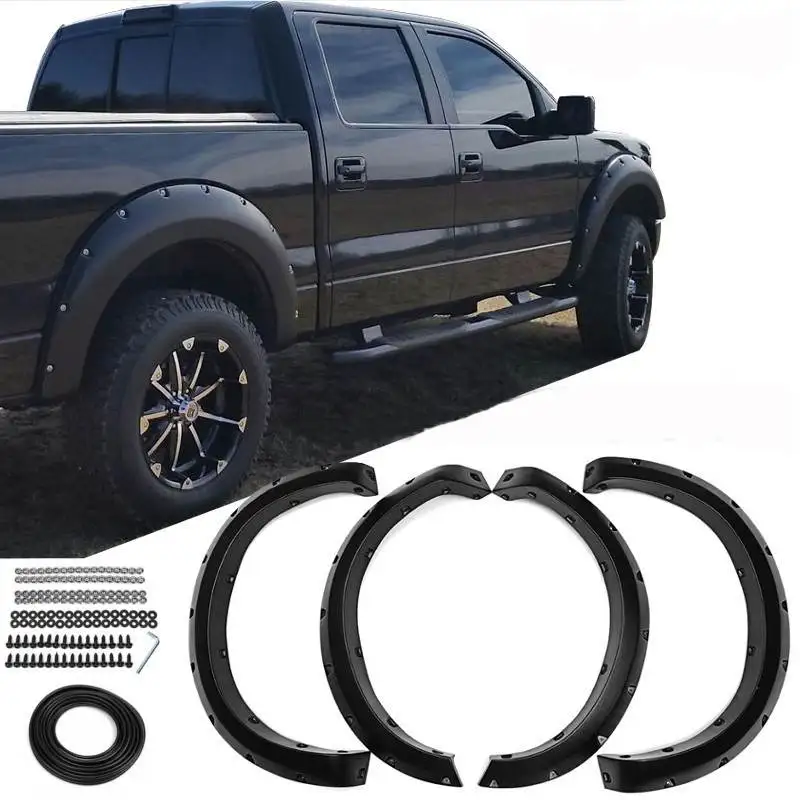 4в1 набор колес для бровей для Ford 2009- F150 черный для крыла фонарей внедорожных крышек колес арки для покраски