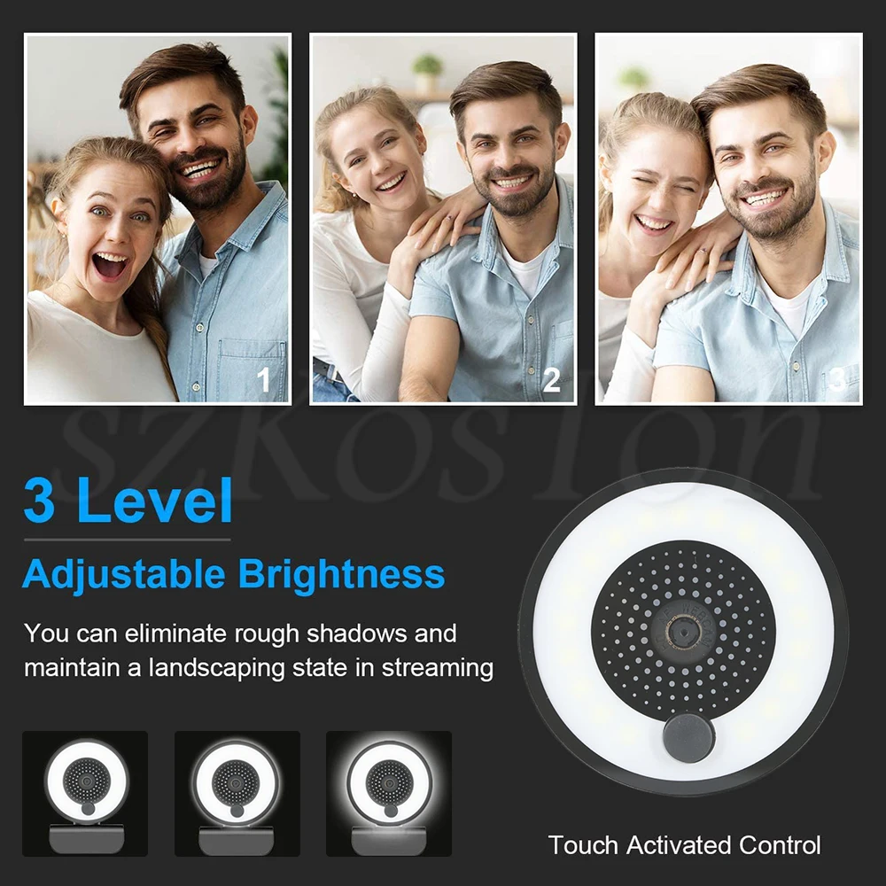60FPS Autofocus Webcam 1080P 2K HD Web Camera for PC Laptop Computer with Microphone Ring Light Tripod web cam for Steam OBS