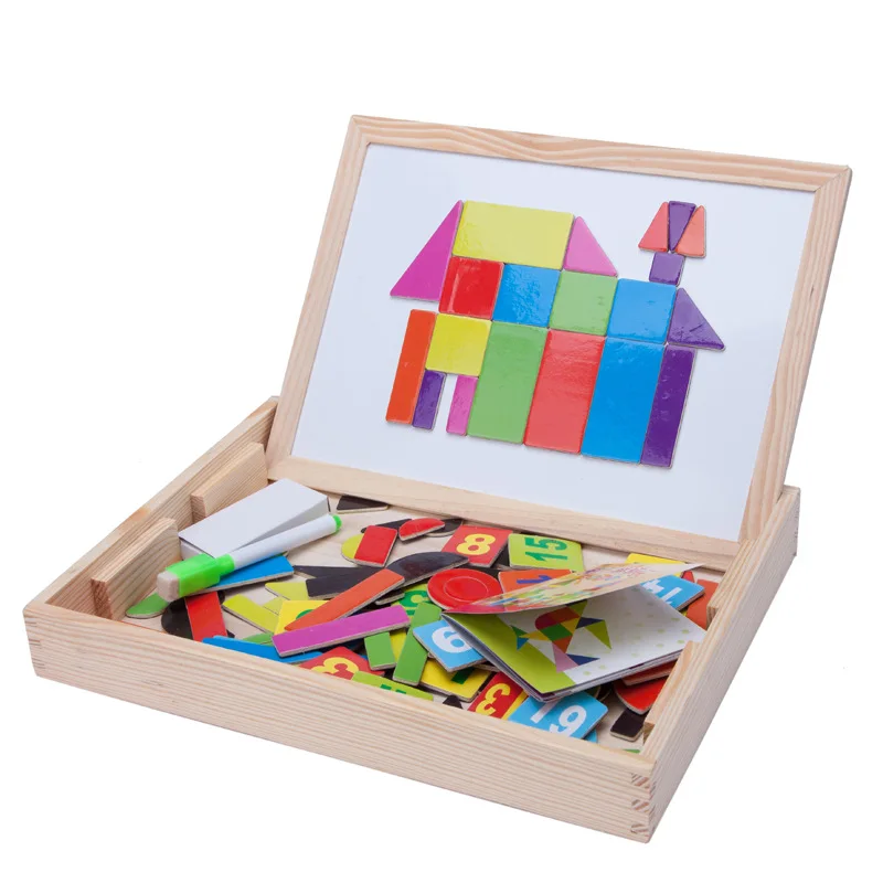 

Wooden Intellectual Magnetic Graphics Puzzle Board Magnetic Black WordPad Children Joypin Small Wholesale
